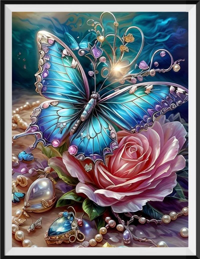 Geetery 9-teiliges Schmetterling-Diamantgemälde Set – Sonnenfänger, Windspiel, DIY-Dekoration