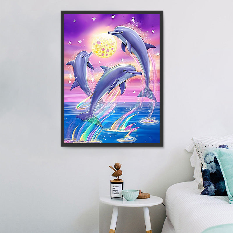 Diamond Painting „Ozean“ Mit Delfin & Schildkröte – 50 X 40 Cm, 5D Quadratsteine