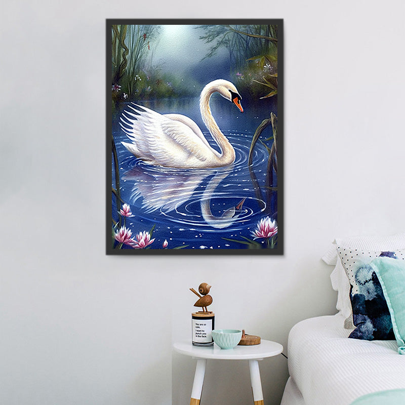 Ginfonr Diamond Painting 5D – Schwan Motiv DIY Diamantbild 30x40 Cm Vollbesetzt