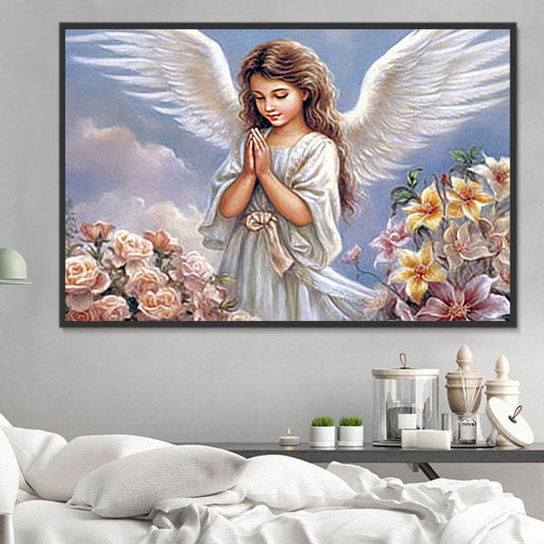 5D Diamond Painting Erwachsene, Diamant Malen Nach Zahlen Engel Mit Diamond Painting Zubehör Set Rose, Vollbohrer Leinwand Malen, Diamant Cross Stitch Bastelset Erwachsene 35 X 50 Cm JXL1- 5463